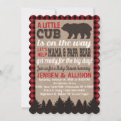 Buffalo Plaid Cub Baby shower Invitation Kaart (Voorkant)