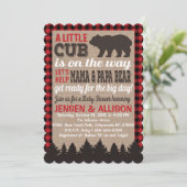 Buffalo Plaid Cub Baby shower Invitation Kaart (Staand voorkant)