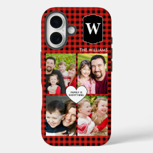 Buffalo Plaid Custom Monogram 4-foto's iPhone 16 Hoesje