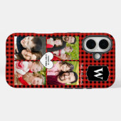 Buffalo Plaid Custom Monogram 4-foto's Case-Mate iPhone Case (Achterkant (horizontaal))