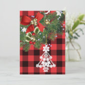 Buffalo Plaid Custom Witte Kerstboom Feestdagenkaart (Staand voorkant)