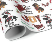 Buffalo Plaid Dachshund Hond Kerstvreugde Cadeaupapier (Rol Hoek)
