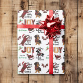 Buffalo Plaid Dachshund Hond Kerstvreugde Cadeaupapier