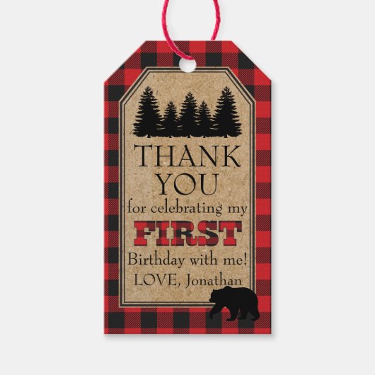Buffalo Plaid Dank u Labels Cadeaulabel (Voorkant)