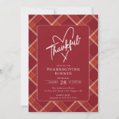 Buffalo Plaid Dankbaar Thanksgiving Diner Kaart (Voorkant)