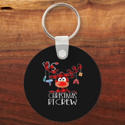 Buffalo Plaid Deer Christmas Rt Crew Resratory The Sleutelhanger (Voorkant)