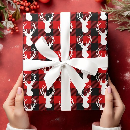 Buffalo Plaid Deer Rustiek Country Woodland Cadeaupapier