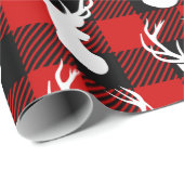 Buffalo Plaid Deer Rustiek Country Woodland Cadeaupapier (Rol Hoek)