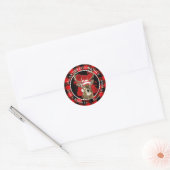Buffalo Plaid Deer Santa Hat Retouradres Ronde Sticker (Envelop)