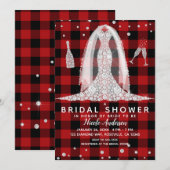 Buffalo Plaid Diamond Trouwjurk Vrijgezellenfeest Kaart (Voorkant / Achterkant)