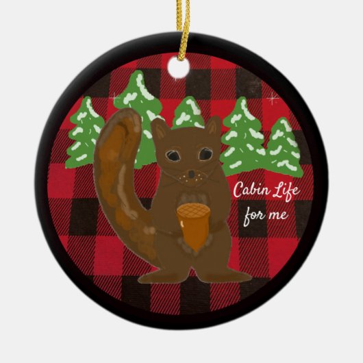 Buffalo Plaid Dierlijke Cabine Leven Keramische Ve Keramisch Ornament (Voorkant)