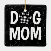 Buffalo Plaid Dog Pawprint met Hondenhaar Keramisch Ornament (Achterkant)