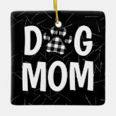 Buffalo Plaid Dog Pawprint met Hondenhaar Keramisch Ornament (Voorkant)