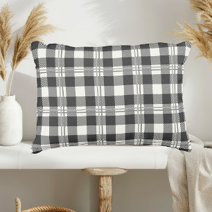 Buffalo Plaid Donker Grijs en Buttercream Plain Accent Kussen