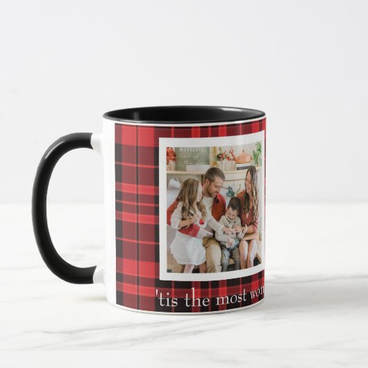 Buffalo Plaid Dubbele Foto Kerst Koffie Mok (Links)