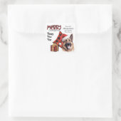 Buffalo Plaid Duitse Herdershond Kerstmis Vierkante Sticker (Tas)