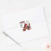 Buffalo Plaid Duitse Herdershond Kerstmis Vierkante Sticker (Envelop)