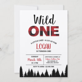 Buffalo Plaid Eerste Verjaardagsuitnodiging - Wild Kaart