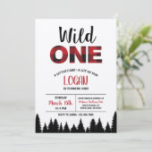 Buffalo Plaid Eerste Verjaardagsuitnodiging - Wild Kaart (Staand voorkant)