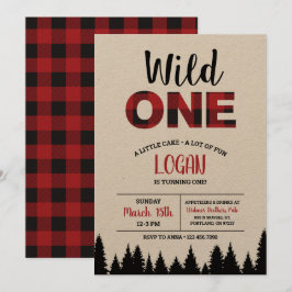 Buffalo Plaid Eerste Verjaardagsuitnodiging - Wild Kaart