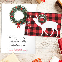 Buffalo Plaid Eland Kerstkrans Aangepast Feestdagen Kaart