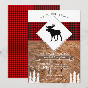 Buffalo Plaid Eland Thema Baby Shower Kaart