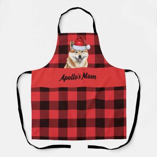 Buffalo Plaid en Akita Inu Hondenkerst Schort (Voorkant)