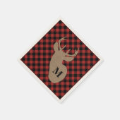 Buffalo Plaid en Burlap Monogram Herten Servetten (Hoek)