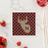 Buffalo Plaid en Burlap Monogram Herten Servetten (Insitu)