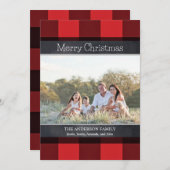 Buffalo Plaid en Chalkboard Kerstfoto Feestdagenkaart (Voorkant / Achterkant)