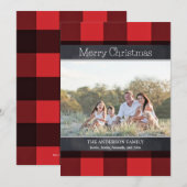 Buffalo Plaid en krijtbord Kerst foto Feestdagenkaart (Voorkant / Achterkant)