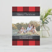 Buffalo Plaid en krijtbord Kerst foto Feestdagenkaart (Staand voorkant)