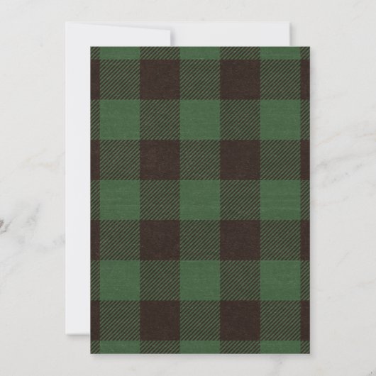 Buffalo Plaid en Monogram | Groene Briefpapier Notitiekaartje (Achterkant)