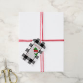 Buffalo Plaid en sneeuwpop Cadeaulabel (Met Touw)