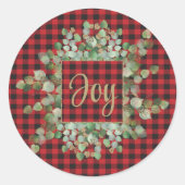 Buffalo Plaid Eucalyptus Aangepaste Naam Bericht Ronde Sticker (Voorkant)