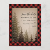 Buffalo Plaid Evergreen Bruiloft Save The Date Aankondigingskaart (Voorkant)