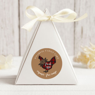 Buffalo Plaid Familie Boerderij Kip Ronde Sticker