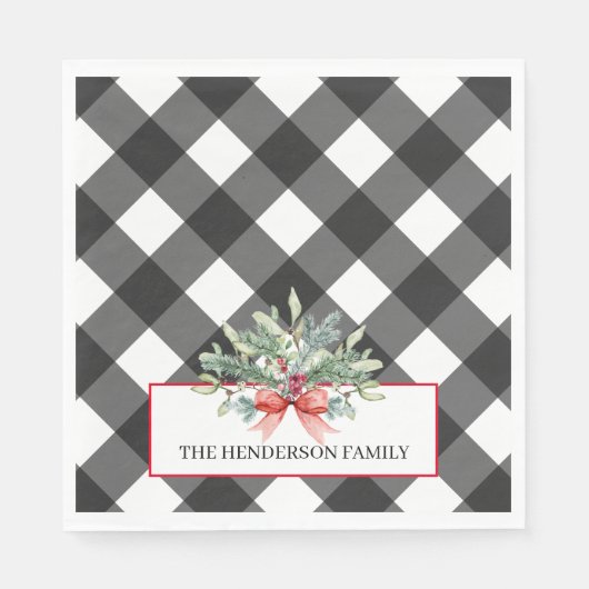 Buffalo Plaid Familie Kerstmis Servet (Voorkant)