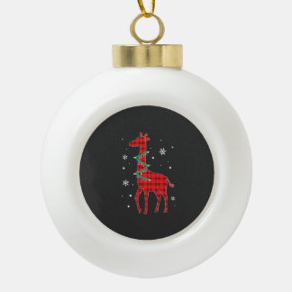 Buffalo Plaid Familie Matching Giraffe Kerst Pa Keramische Bal Ornament