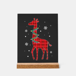 Buffalo Plaid Familie Matching Giraffe Kerstmis Py Acryl Bord