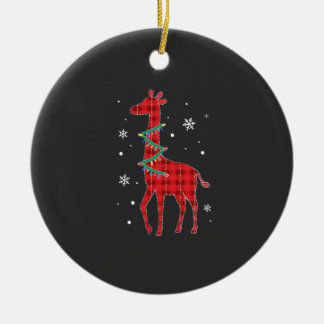 Buffalo Plaid Familie Matching Giraffe Kerstmis Py Keramisch Ornament