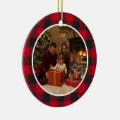 Buffalo Plaid Family Christmas Keramisch Ornament (Rechts)