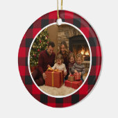 Buffalo Plaid Family Christmas Keramisch Ornament (Links)