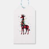 Buffalo Plaid Family Matching Giraffe Christmas Pa Cadeaulabel (Voorkant)