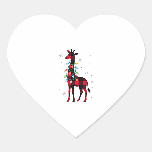 Buffalo Plaid Family Matching Giraffe Christmas Pa Hart Sticker (Voorkant)