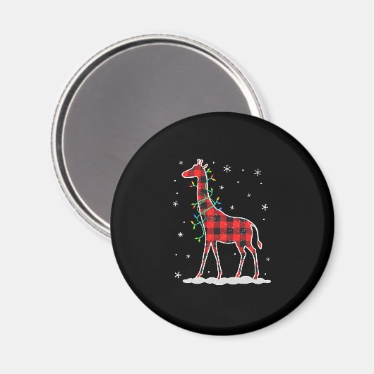 Buffalo Plaid Family Matching Giraffe Christmas Pa Magneet (Voorkant / Achterkant)