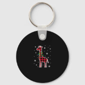 Buffalo Plaid Family Matching Giraffe Christmas Pa Sleutelhanger (Voorkant)