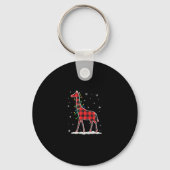 Buffalo Plaid Family Matching Giraffe Christmas Pa Sleutelhanger (Voorkant)