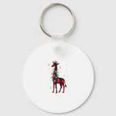 Buffalo Plaid Family Matching Giraffe Christmas Pa Sleutelhanger (Voorkant)