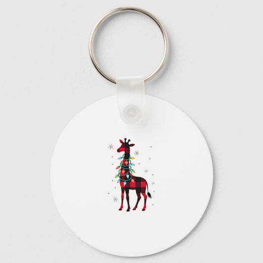 Buffalo Plaid Family Matching Giraffe Christmas Pa Sleutelhanger (Voorkant)